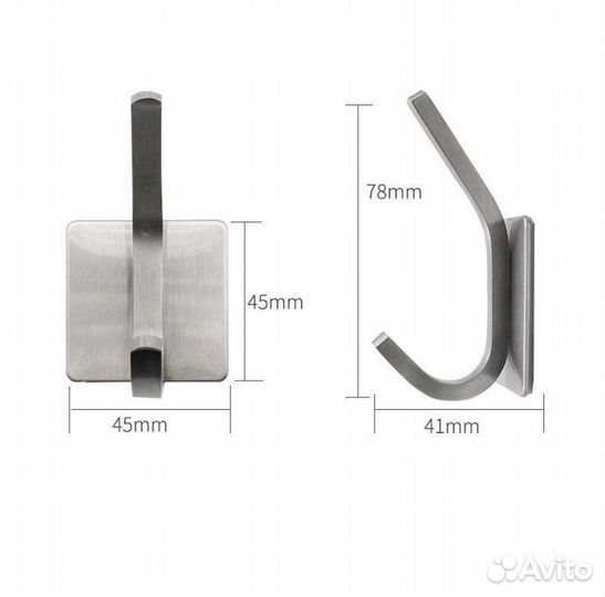 Крючки самоклеющиеся нержавеющая сталь 4шт новые