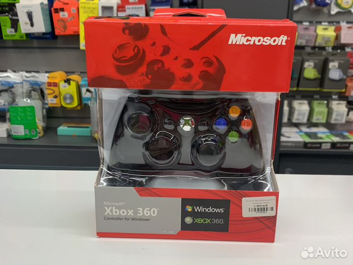 Джойстик xbox 360 черный цвет проводной