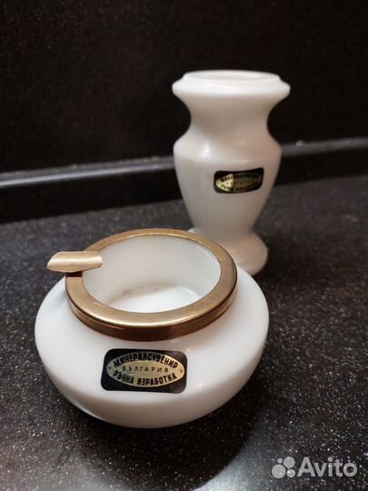 Набор пепельница и подсвечник камень