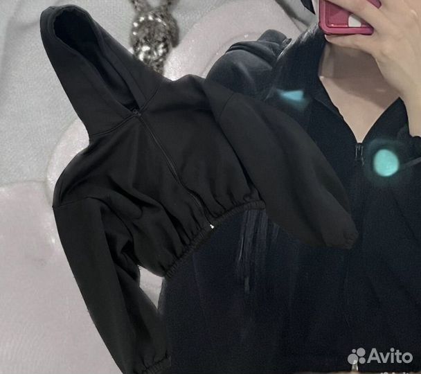 Укороченное зип худи