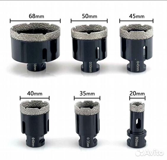 Набор алмазных коронок для сухого сверления