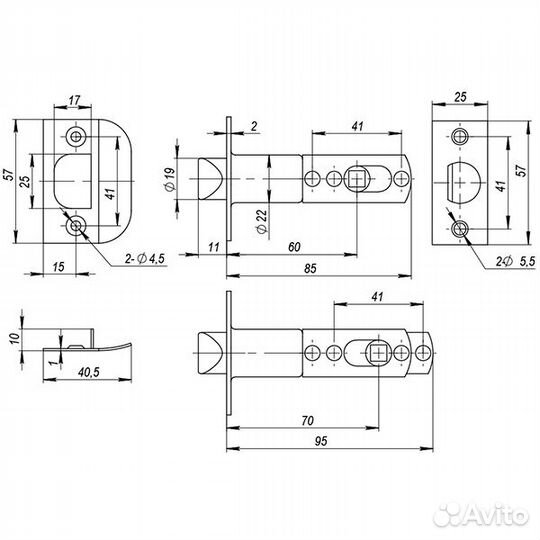 Дверная ручка Ajax защелка DK610 BL-BK(6010 BL-B)