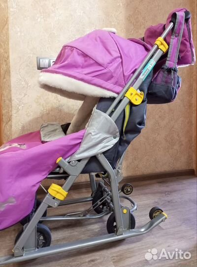 Детские санки коляска с колесами