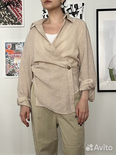 Льняная рубашка zara