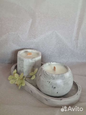 Свечи из соевого воска в гипсе