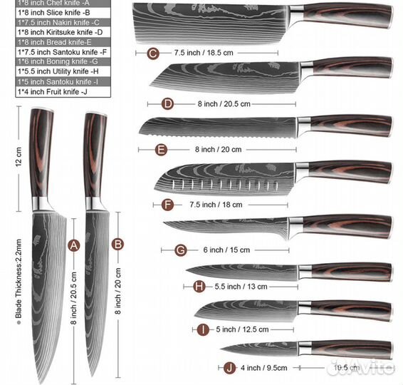 Набор ножей 10 шт (нержавеющая сталь)
