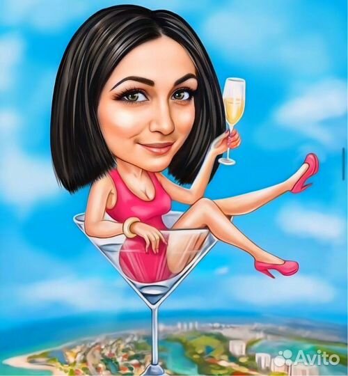 Шарж по фото на холсте