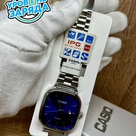 Наручные часы casio quartz синие с серым браслетом