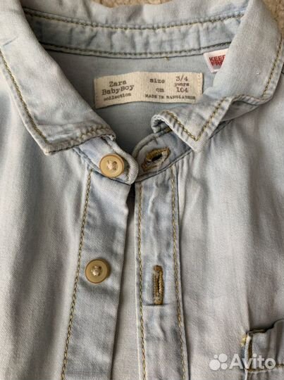 Джинсовая рубашка zara, р. 104
