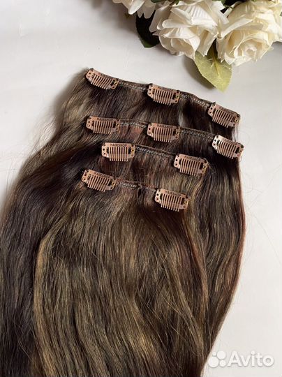 Натуральные волосы на заколках 67 см