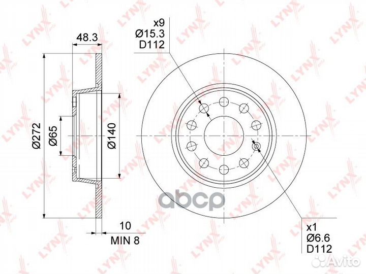 Диск тормозной зад BN1235 lynxauto