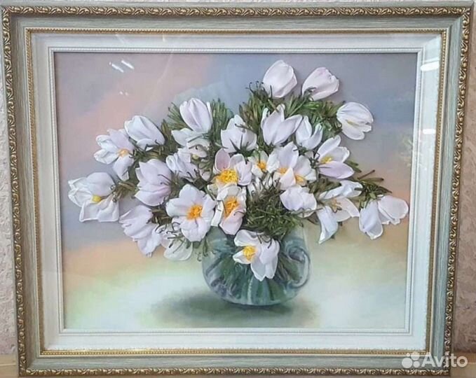 Картина вышитая лентами