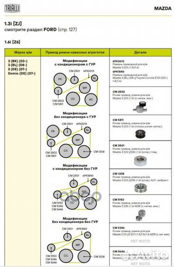 Ролик привод. ремня для а/м Mazda 3 (03) 1.6i