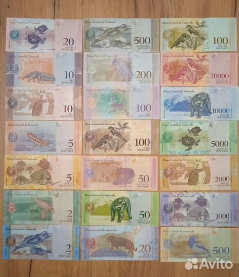 Набор банкнот Венесуэлы фауна 2011-2018гг