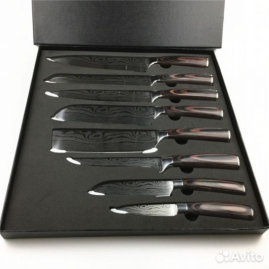 Набор ножей шеф-повара с цветной деревянной ручкой