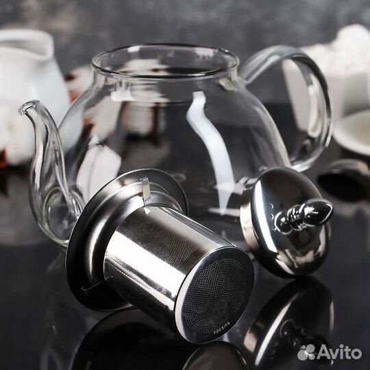 Чайник стеклянный заварочный с металлическим ситом