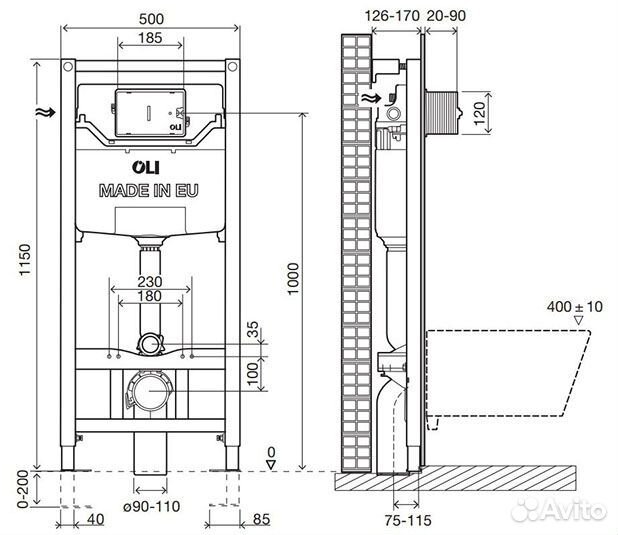 Инсталляция OLI 120 ECO Block Sanitarblock mechan