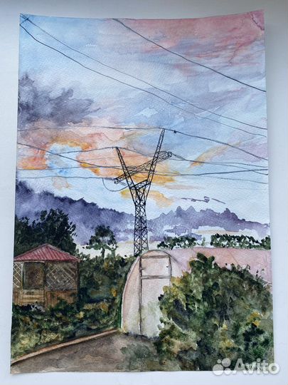 Картина акварелью пейзаж