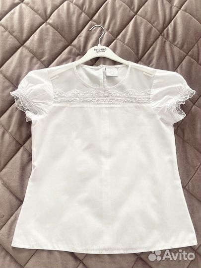 Белая блузка с коротким рукавом 152