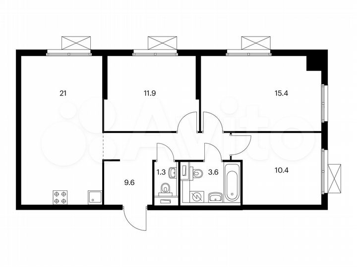 3-к. квартира, 73,2 м², 12/24 эт.