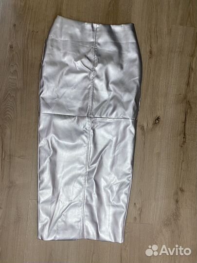 Юбка миди серебро