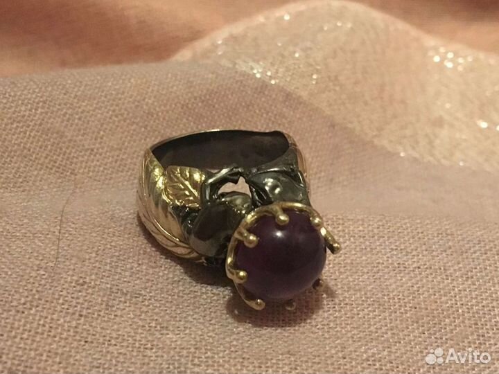 Серебряное кольцо с натуральным аметистом