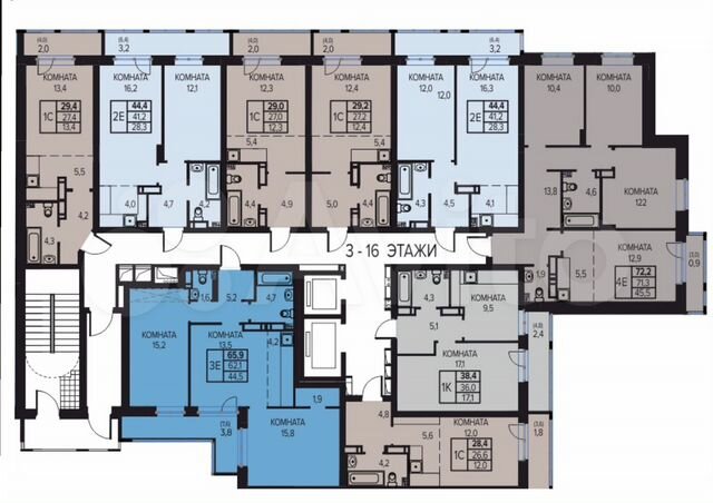 Квартира-студия, 29,2 м², 12/16 эт.