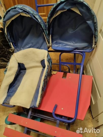 Санки для двойни с колесами