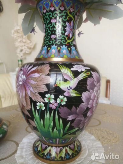 Клуазоне, большая ваза, шкатулка