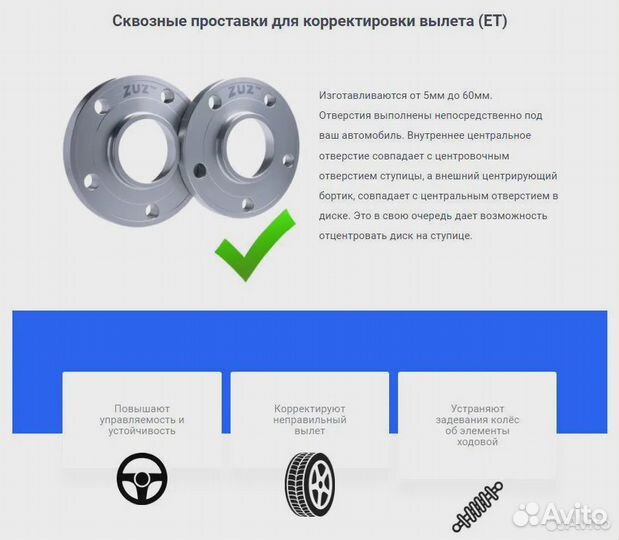 Проставки 1шт для колесных дисков ZUZ 5x114.3