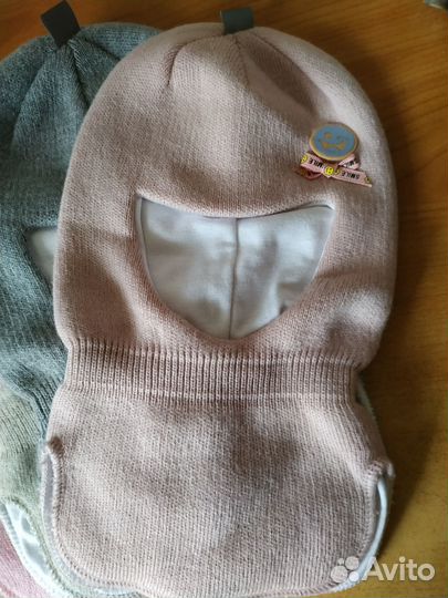 Шапка шлем для девочки 1-3 года, осень