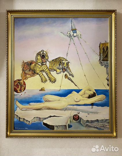 Картина маслом на холсте в рамке пейзаж