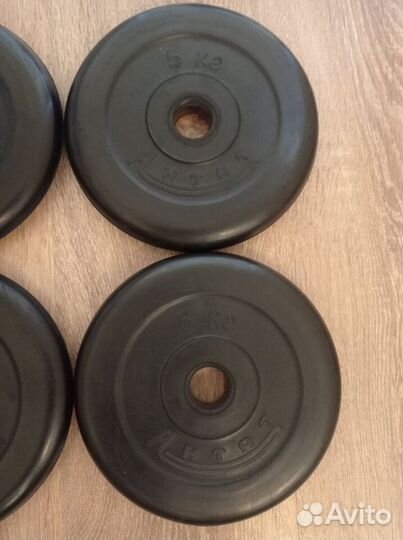 Обрезиненные блины на штангу гантели 5кг