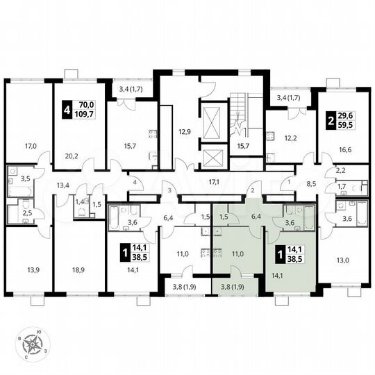 1-к. квартира, 38,5 м², 21/24 эт.