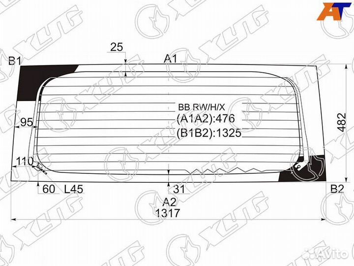 Стекло заднее Toyota BB