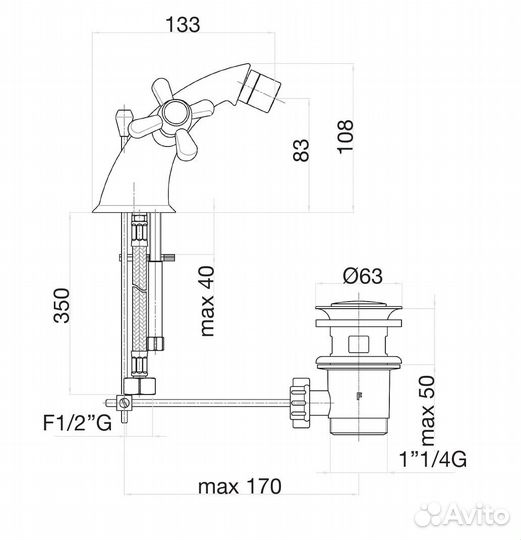 Смеситель для биде Fiore margot 26CR0632, хром