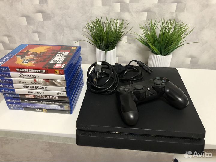Sony PS4 slim 1tb + комплект игр (кроме fifa22)