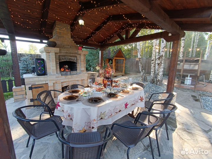 Беседка с мангалом, баня