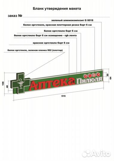 Вывеска Аптека и крест