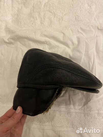 Мужская кожаная кепка зимняя