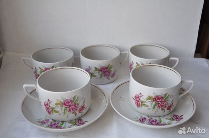 Чайная пара Дулёво, Розы, 1964 г, СССР