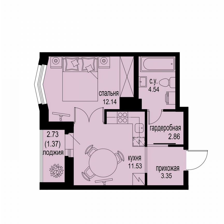 1-к. квартира, 35,8 м², 5/12 эт.