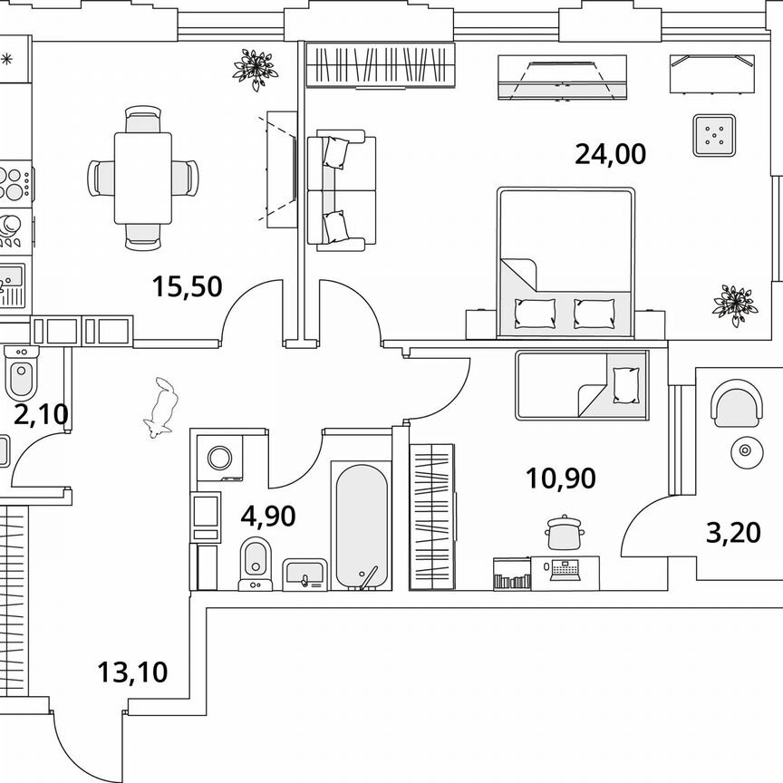 2-к. квартира, 72,1 м², 10/13 эт.