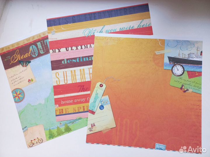Набор бумаги + набор карточек. Скрапбукинг
