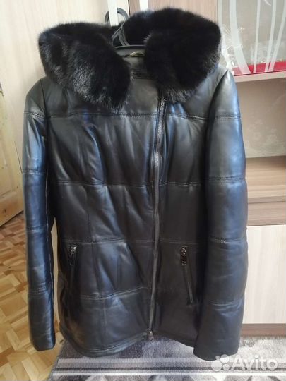 Пуховик женский натуральная кожа