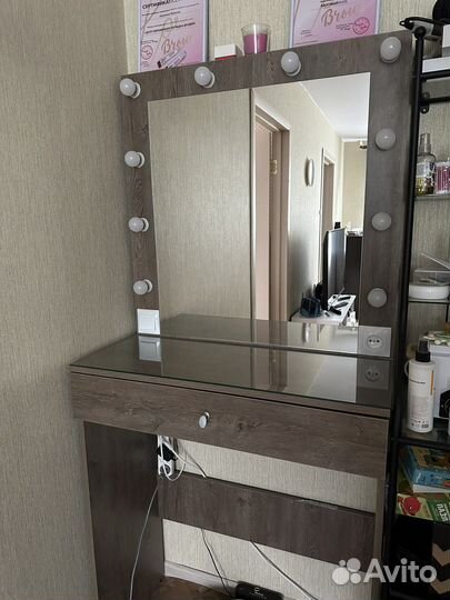 Гримерное зеркало с лампочками