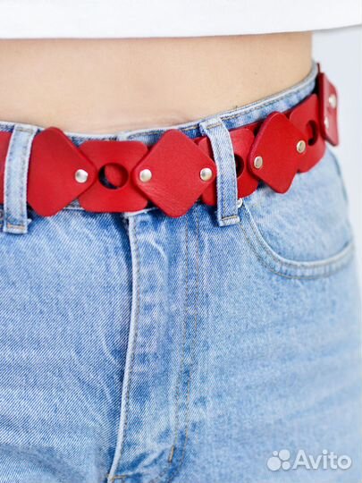 Ремень женский с люверсами, 3,5 см ширина, 92- 125