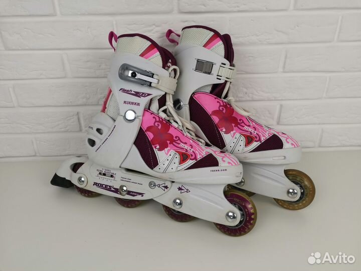 Ролики детские/женские Roces розовые/белые 36-40