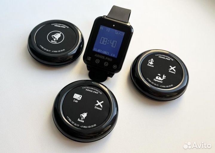 Кнопка вызова официанта Ультра IP67 и часы IP65