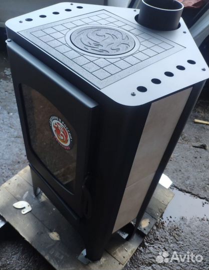 Печь-камин Бавария эко угловая с плитой